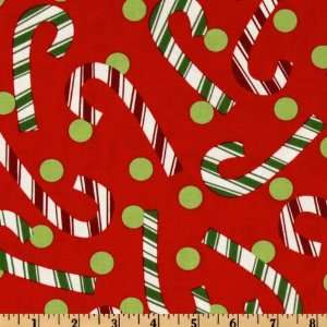  44 Wide O Tinsel Tree Candy Canes Crimson Fabric By The 