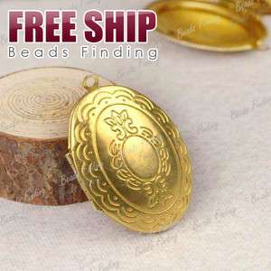 2pcs Free Ship Oval Brass Pendants Photo Locket Gold Wholesale Cheaper 