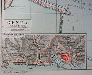 Alter Stadtplan 1898 Genua Genova Italia Mittelmeer 195  