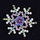 Swarovski Crystals New Pretty Purple Snow Snowflake Brooch Pin 1.6