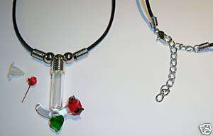 DIY Leather Necklace Kit flower rose glass Vial pendant  