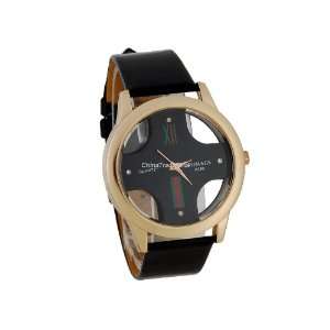   Dial Faux Leather Band Men Boys Analog Watch Black: Everything Else