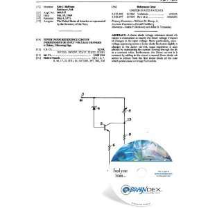 NEW Patent CD for ZENER DIODE REFERENCE CIRCUIT INDEPENDENT OF INPUT 