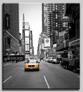 Leinwand Bild New York Manhattan Taxi Gelb Schwarzweiß  