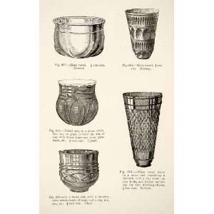  1889 Wood Engraving Glass Vessel Clay Urn Stone Cist Stone 