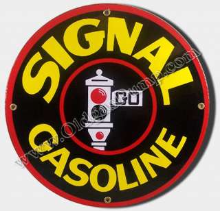 SIGNAL GASOLINE & OIL 12 PORCELAIN GAS PUMP SIGN  