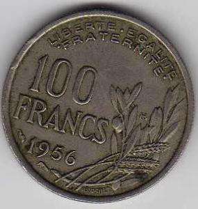1956 France 100 FRANCS Coin Key Date  