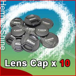 10 NEW Snap on Front Lens Caps 52mm   77mm Canon Nikon  