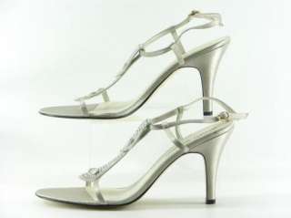 New MICHAEL SHANNON Silver Crystal Strappy Sandals Heels 10 M  