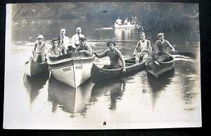 MODOC CA RPPC 1910 20s Men in Modoc Canoes  
