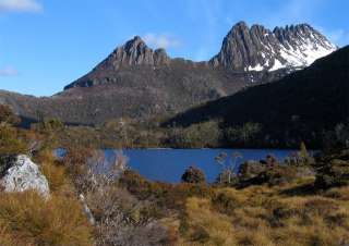 The dramatic Cradle Mountain and Dove Lake in the Central Highlands in 