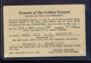 DOMAIN OF THE GOLDEN DRAGON CARD ISSUED 1946  