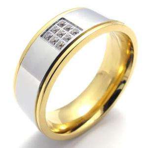 Mens Gold Silver Stainless Steel Ring Size 9 #U20016  
