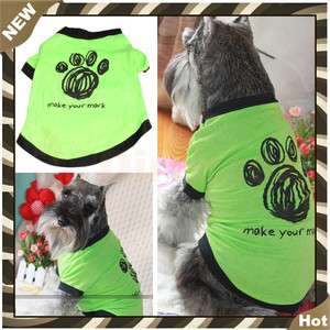 Cute Pet Dogs Cotton Printed Clothes T Shirt Apparel Dress Puppy Shirt 