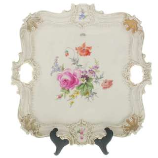 Meissen: Large Flowers German Porcelain Serving Tray Platter Plate 
