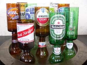 BoMoLuTra~ Beer Bottle Goblet Drinking Glasses Set 2  