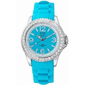 TOM WATCH Damen Armbanduhr mit Kristalle CRYSTAL 44 mm Ocean Turquoise 