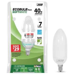 Feit Electric 7 Watt (40W) Candelabra Base CFL Light Bulb (12 Pack) (E 