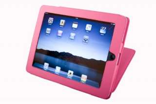 iPad Leder Hülle in Pink mit Standfunktion + Gratis 