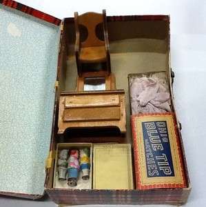 WOW Vintage Doll Hand Made Furniture Case Clothing Junk Lot  