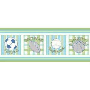 The Wallpaper Company 8 in x 10 in Blue And Green Vintage Varsity 