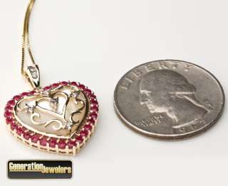   and Ruby Heart Pendant 14K Yellow Gold Free Insured Shipping!  