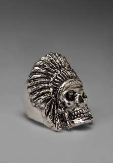 HAN CHOLO Indian Chief Skull Ring in Silver  