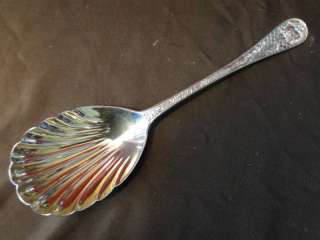VICTORIAN SERVING SPOON STERLING LONDON 1896 SHELL BOWL  