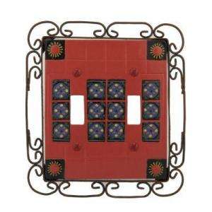Amerelle Barcelona 2 Gang Red andBlack Double Toggle Switch Wall Plate