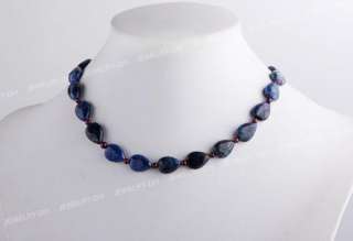Blue Lapis Lazuli Gemstone Necklace Choker Collar 0.55x0.39  