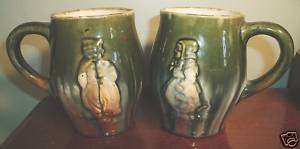 pair antique german majolica mug Dutch children doll  