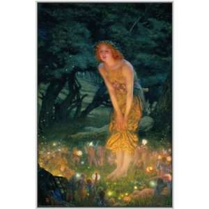 Poster Edward R. Hughes   Midsummer Eve   Mädchen im Wald mit 