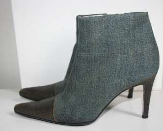 Chanel Leather Canvas Ankle Boots 35 US 5  