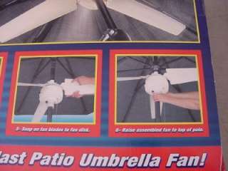 Summer Blast Patio Umbrella Fan 48 Battery Operated  