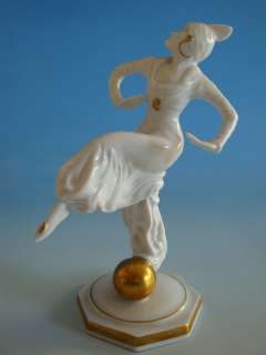 1111A1 093 Seltene Hutschenreuther Porzellan Figur Art Deco Tänzerin 