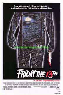FRIDAY THE 13TH MOVIE POSTER 27x40 ORIGINAL ONE SHEET 1980 HORROR 
