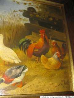 JUTZ Carl, *1838 Hahn mit Hennen und Enten  