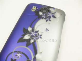FOR HTC INSPIRE 4G AT&T PURPLE FLOWERS HARD COVER CASE  