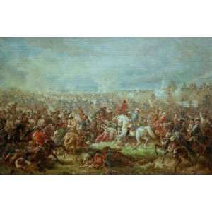 Leinwandbild auf Keilrahmen: Friedrich Kaiser, Schlacht bei Slankamen 