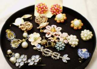 Vintage Costume Jewelry Lot Of 10+ Clip On Earring Brooch Pin Lot Some 