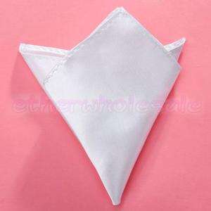 Wht Satin Square Plain Solid Pocket Hanky Handkerchief  