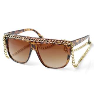 Designer Inspired Large New Chain Sunglasses 8145 TORT  