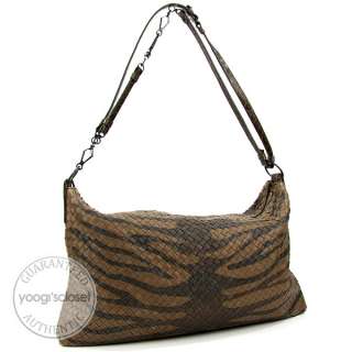   Limited Ed Tiger Stripe Brown Woven Leather Large Messenger Bag  