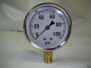 Pressure Gauge 2 1/2 Liquid Filled 0 100 psi  