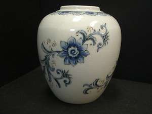 Blue & White Floral Vase   Crazing Throughout 5 Tall  