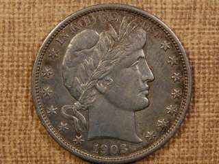 1903 S Tough date Barber half dollar, very strong and lustrous au 