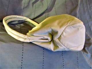 Womens Vintage Leather Etra Handbag Framed Purse Ivory Kiss Lock 