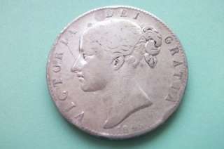 1845 QUEEN VICTORIA YOUNG HEAD SILVER CROWN COIN  