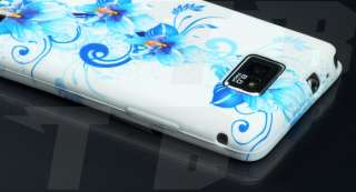 Schutz Hülle Weiß für Samsung Galaxy S2 i9100 Hawaii Blüten Blau 