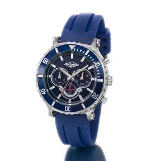 Lee Cooper NRG Mens Chronograph Watch, Blue Rubber Strap, Silver 